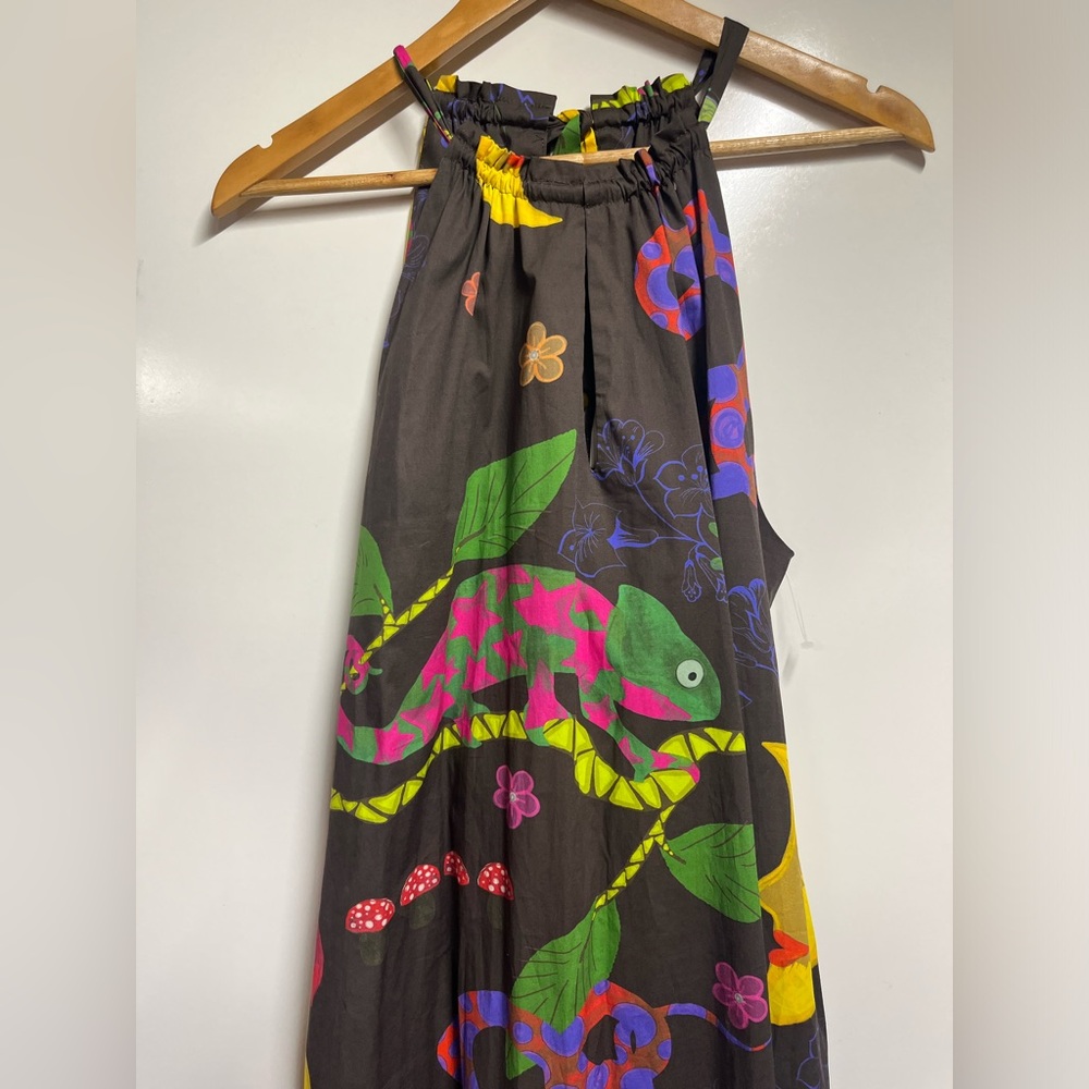 NEW MIRTO maxi sleeveless cotton dress  colorful tropical sz large (44) designer - Picture 3 of 9